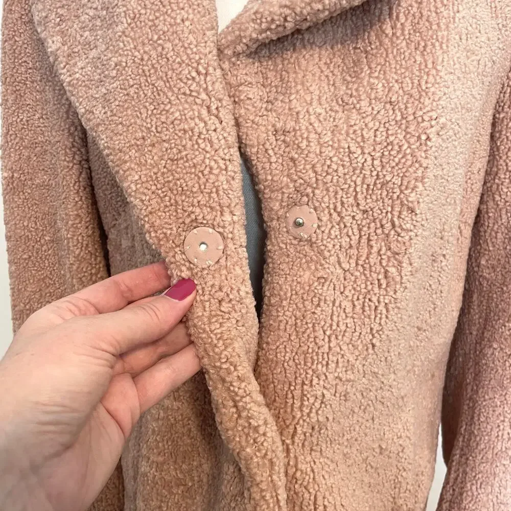 Rachel Zoe Boucle Teddy Coat In Blush Pink Size Large - Picture 5 of 9